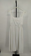 Quince Women 100% European Linen Fit & Flare Midi Dress White Basic Sleeved L