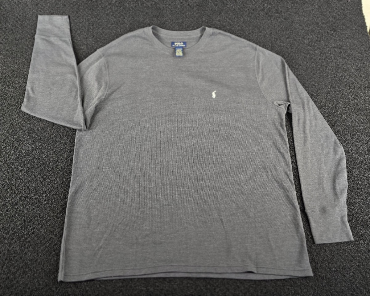 Polo Ralph Lauren Waffle T shirt termica 2XL grigio pony manica lunga