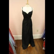 Hayley Paige Occasions 52115 Long Bridesmaid Shimmery Black 12