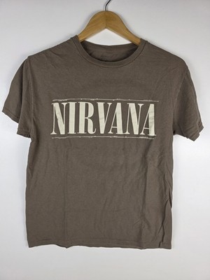 Nirvana Band Tee Mens Medium Brown T-Shirt Graphic Smiley Face