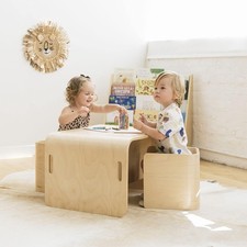 ECR4Kids Stackable Wooden Toddler Chair 10in Kids Furniture Natural 2