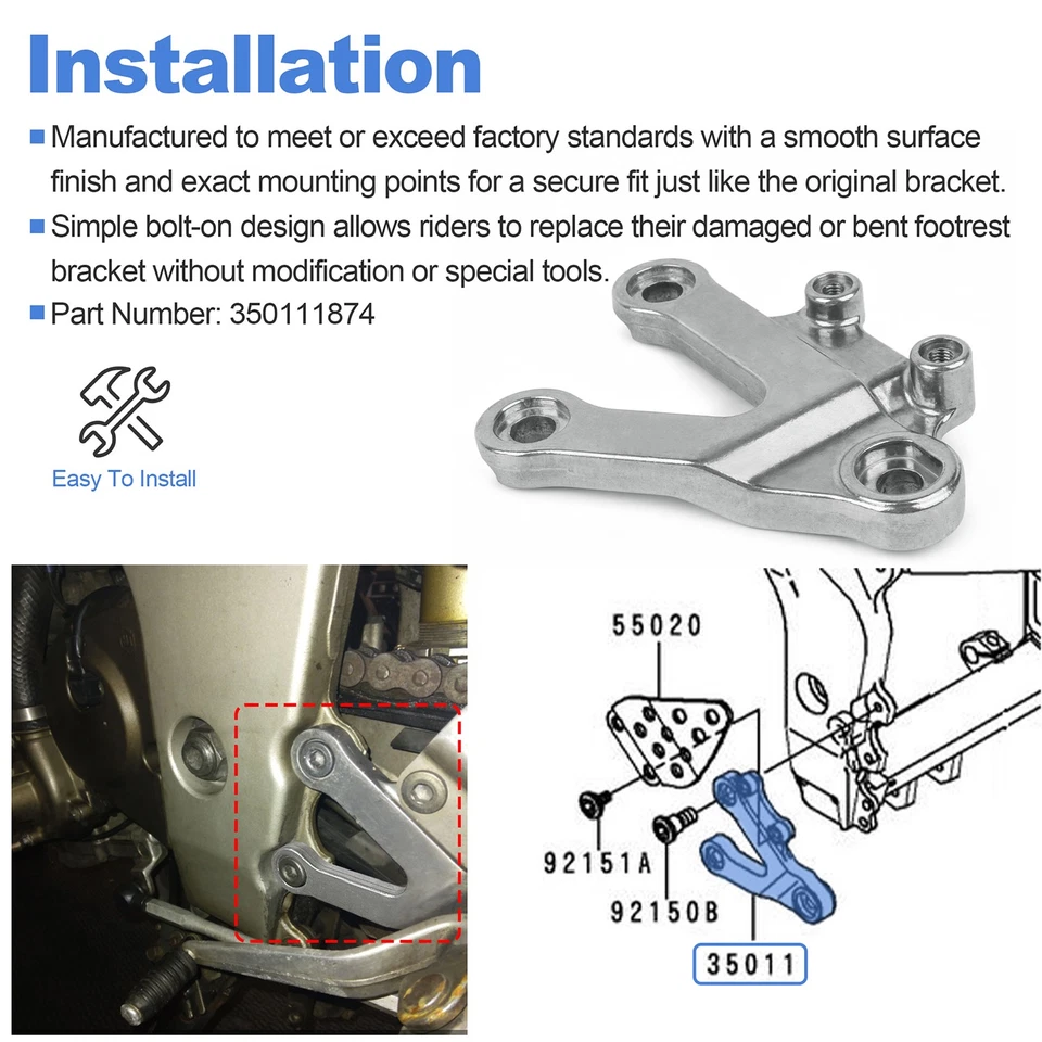Step Stay 35011-1874 for Kawasaki Ninja ZX-6R 1998-02,ZX-9R 98-03,ZZR600 05-08 - Image 4 of 4