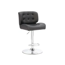 Collier Black Faux Leather Tufted Back and Polished Chrome Base Barstool with...