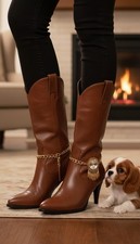 Women Gold Metal Boot Chain Bracelet Shoe Anklet Sun Flower Cowgirls Style PAIR