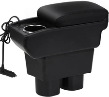 Armrest Box for Ford Figo Double-Layer Storage with Cup Holder & Fast Charging