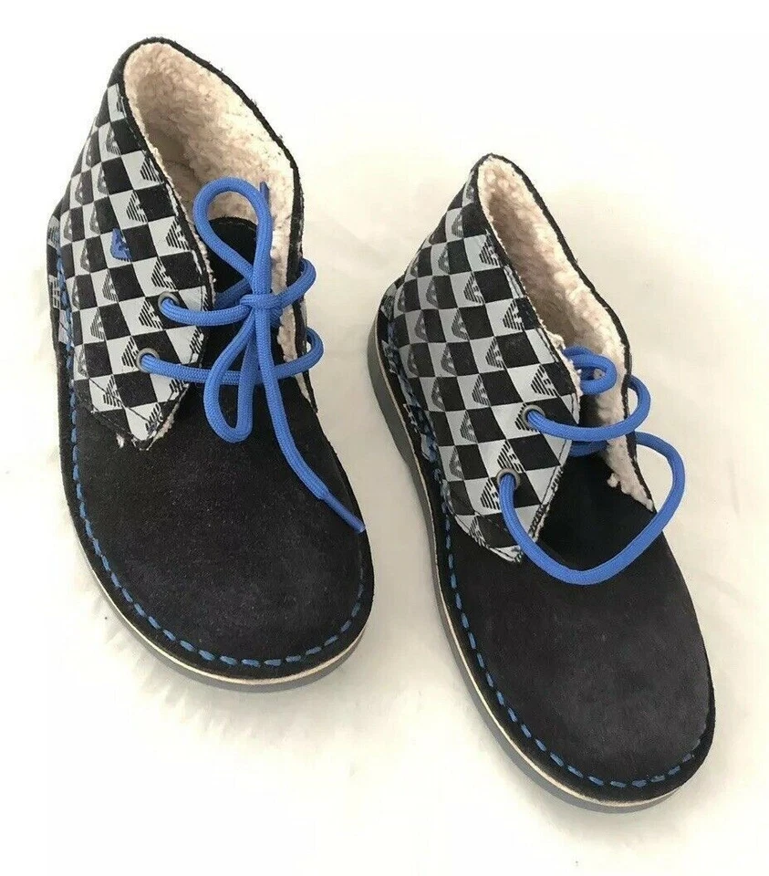 Armani Junior Niños Azul Marino Desierto Botas Zapatos 33 UE (2 EE. UU.) Portugal NUEVO CON ETIQUETAS $260 Foto 2 de 4