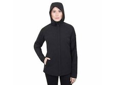 Women's Kirkland Black Hooded Fleece-lined Soft-shell Trench Coat S Size