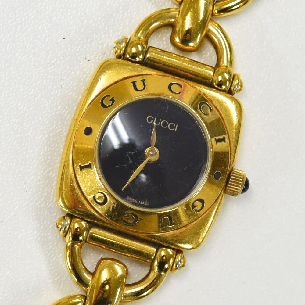 GUCCI 6400L Gold Swiss Made Black Dial Watch Vintage Quartz GUCCI 6400L Gold Swiss Made Black Dial Watch Vintage Quartz
