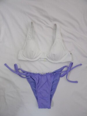 wild fable Shade & Shore 2 Piece Bikini White Lavender Size Small / 34B NWT