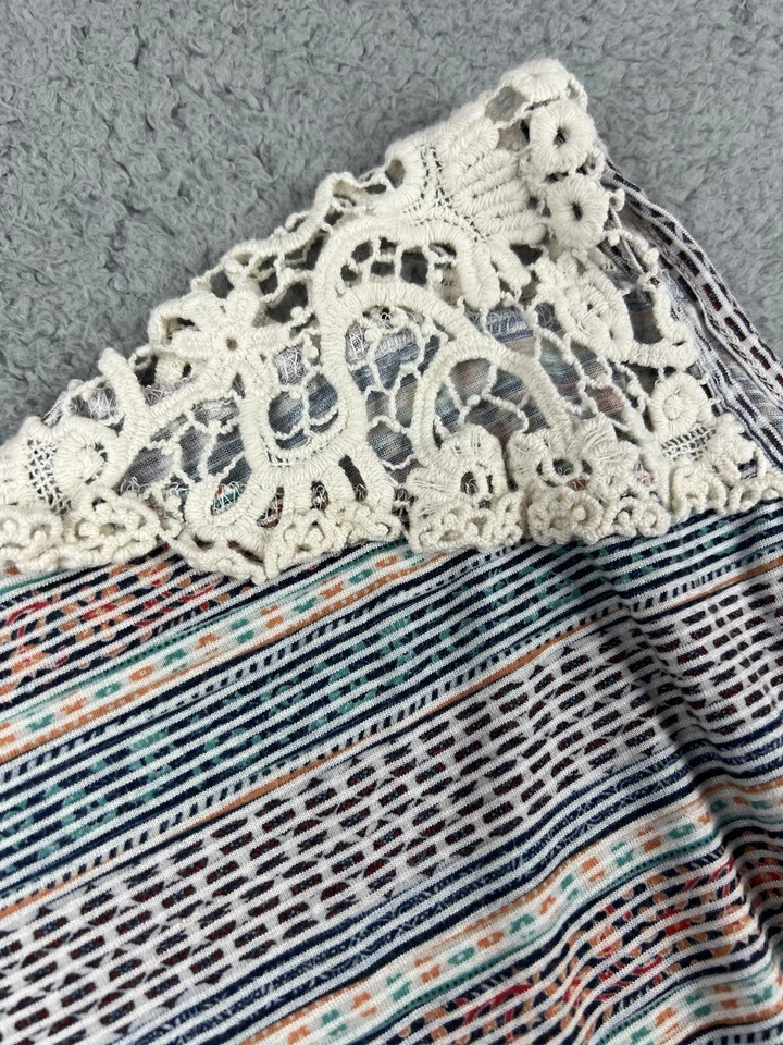 Винтажный Faded Glory Топ XL Вязание крючком Кружево Бохо Крестьянин Коттеджкор Струящийся Хиппи - Изображение 2 из 4