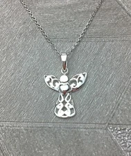 Sterling Silver Celtic Guardian Angel Filigree Necklace Mothers Day Gift