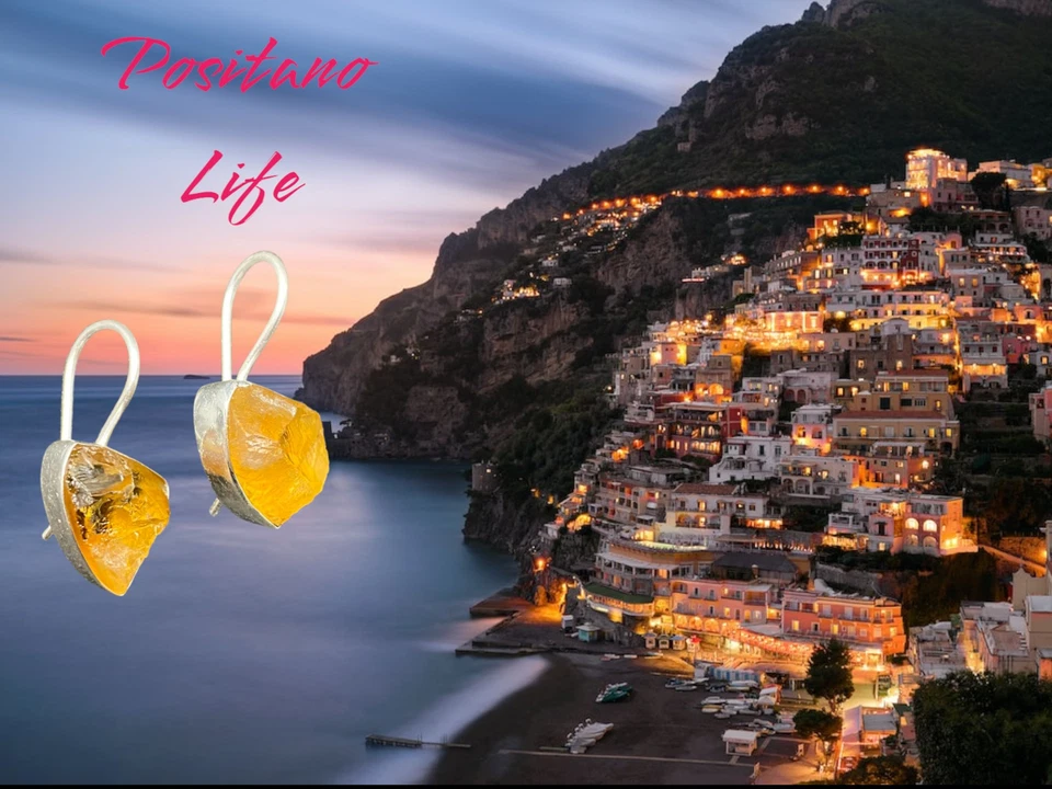 Moda Positano Gioielli - Collezione Zaffiro - OrecchiniAg 925 con Quarzo Citrino - Immagine 2 di 4