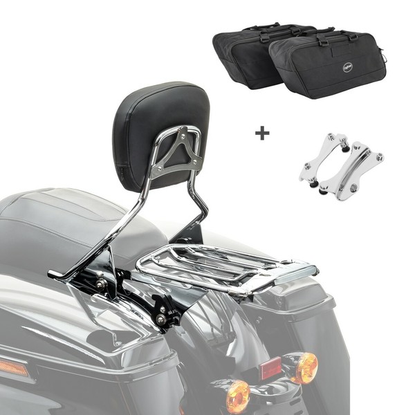 Sissybar Set + Innentaschen AW FüR Harley Street Glide 09-13 Chrom-image