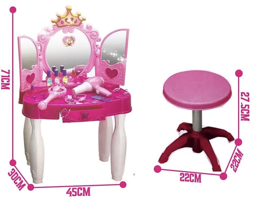Dressing Table Stool For Kids, Children Dressing Table, Pink 9. 5D x