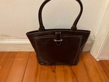 Brand New Prune Small Leather Tote Bag From Brazil