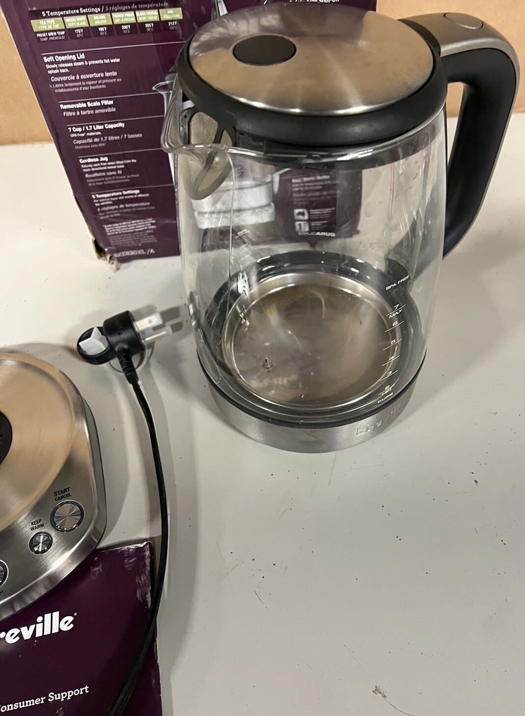 Breville BKE830XL the IQ Kettle Pure Variable Temperature Glass Kettle