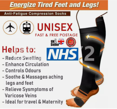 Unisex Kupfer infundiert Anti-Ermüdung Kompression Socken Krampfadern Strumpf Paar