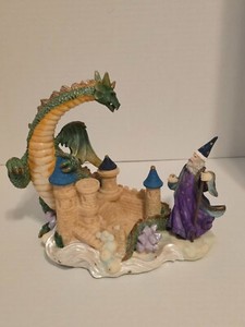 Dragon & Wizard Castle Mystical Tealite & Votive Candle Holder