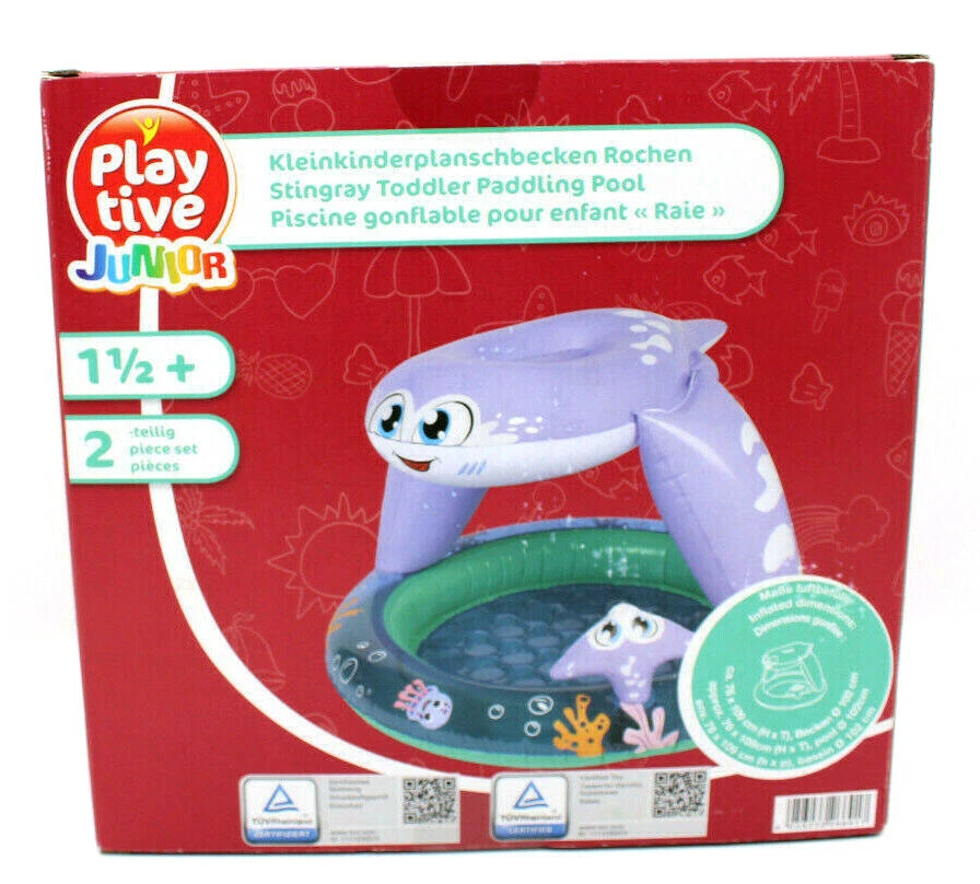 PLAYTIVE® Junior Kleinkinder Planschbecken mit Dach 102cm Pool Kids ab 1,5Jahren TÜV gepr.