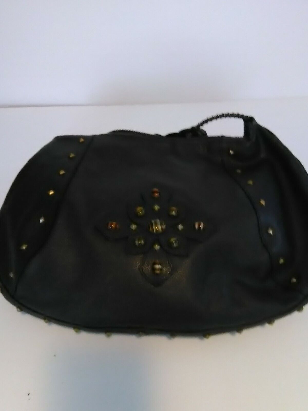 Eric Javits Brown Leather Shoulder Bag with Metal… - image 12