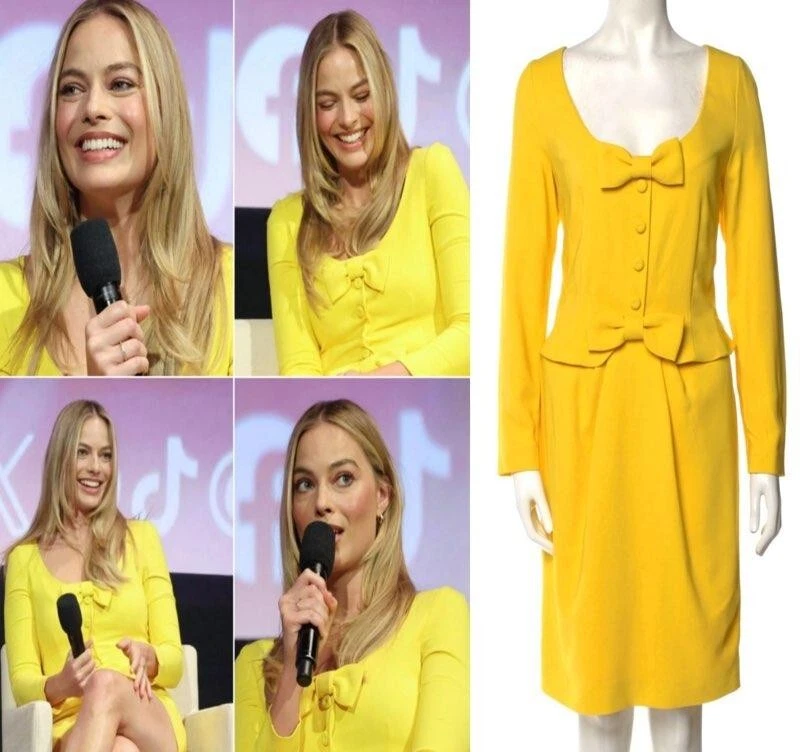 Nuevo Vestido 1.8K Moschino 2022 Barbie Amarillo Alta Costura Fiesta Lazo 40 42 4 6 8 S M Foto 4 de 4