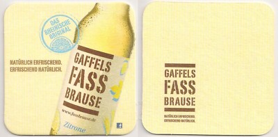 Gaffel Kölsch - beer mat ''Gaffels barrel shower lemon''
