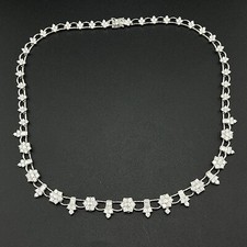 8.15CTW VS1 G-H ROUND / BAGUETTE / EMERALD CUT DIAMOND NECKLACE - 18K WG - 16"