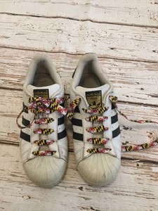 Chicas adidas superstar sneakers Size 4 Blanco Negro Rayas Tween | eBay