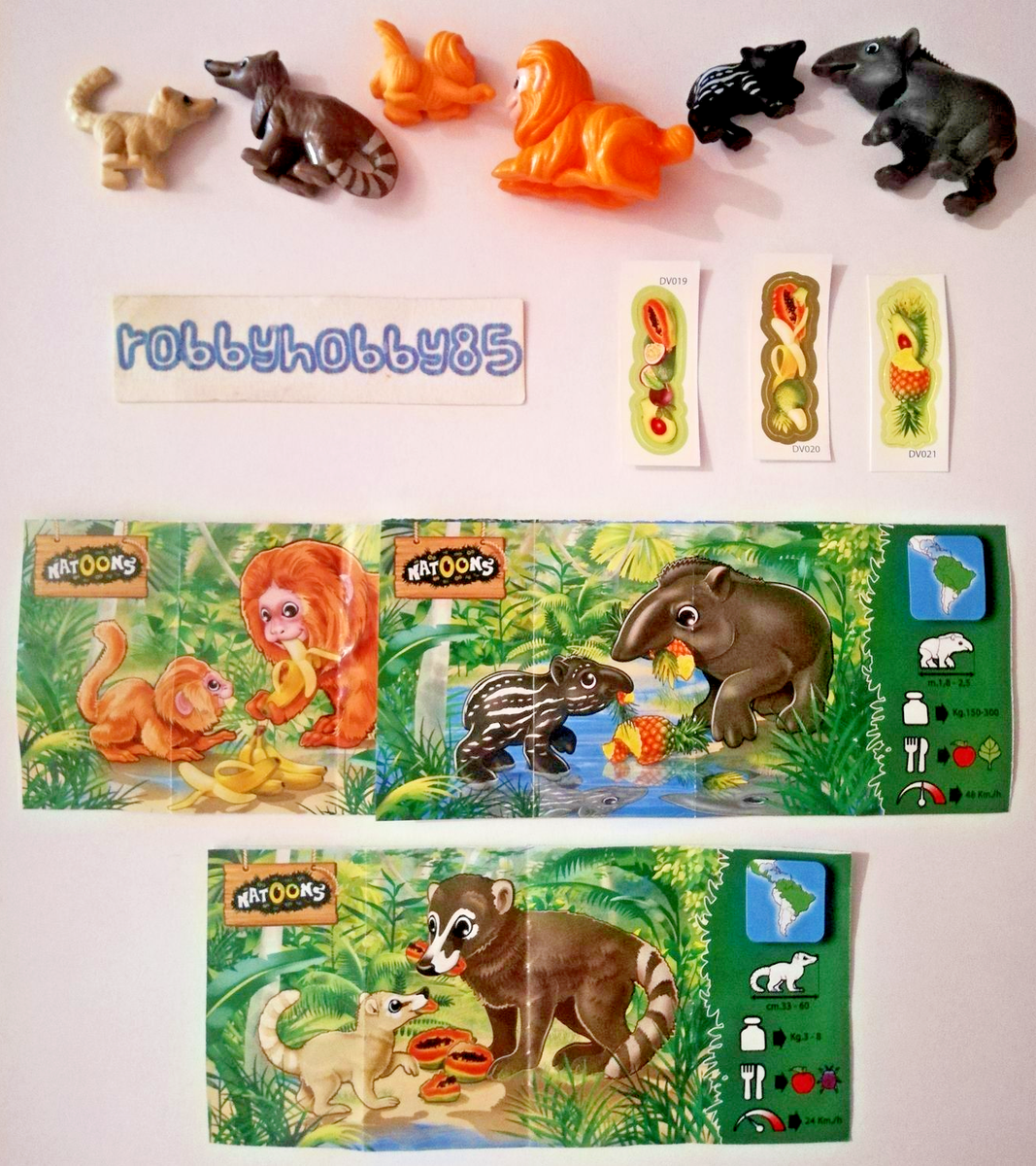 HUNGRY ANIMALS COMPLETE SET OF WITH PAPERS KINDER JOY SURPRISE - Main Image