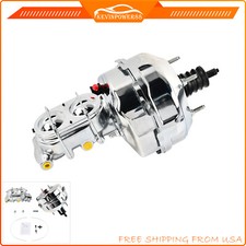 Chrome 9 Dual Power Brake Booster Master Cylinder For 1968-82 Chevy Corvette