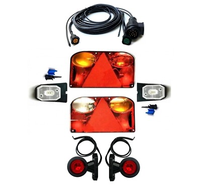 2x Anhängerbeleuchtung Bajonett 4x LED Begrenzungsleuchte 13 pol Kabelbaum 7,7m