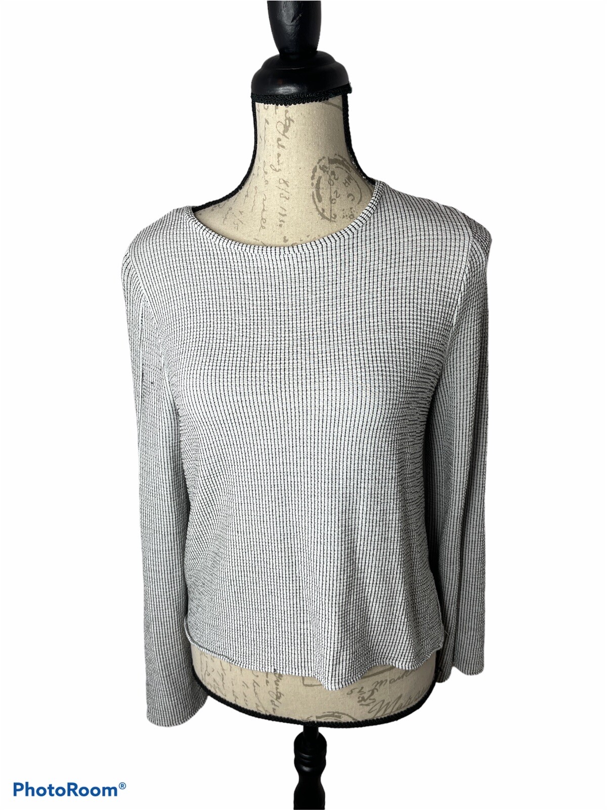 ZARA Basic Gray Wide Neck Long Sleeve Split Hem S… - image 1