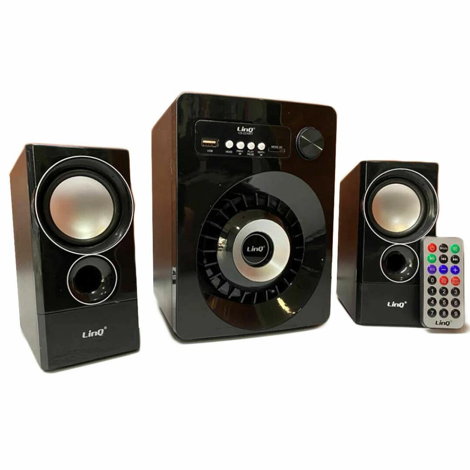 casse altoparlanti 2.1 per pc Speaker Bluetooth Radio Fm con telecomando sd aux - Immagine 2 di 3