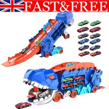 Truck Car Dinosaur Transport Carrier with 12 Pull Back Dino Car toy For Kids