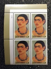 2001USA #3509 34c Frida Kahlo - Piatto (#P2222) Blocco di 4 Mint