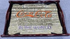 Vintage Coca-Cola Sign Mirror Serving Tray Sign RARE PURPLE LETTERING