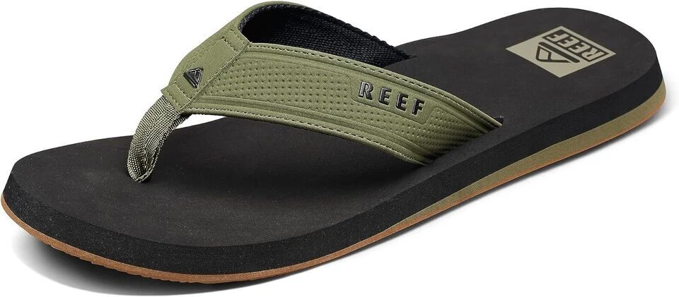 Man Reef The Layback Water Friendly Flip Flop Sandal CJ4366 Black/Olive New