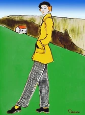 Poster print.Interior design Art.Retro fashion yellow jacket.6312
