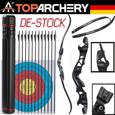 25-60lbs Bogenschießen 62'' Takedown ILF Recurvebogen Jagd Ziel 12×Pfeile Köcher