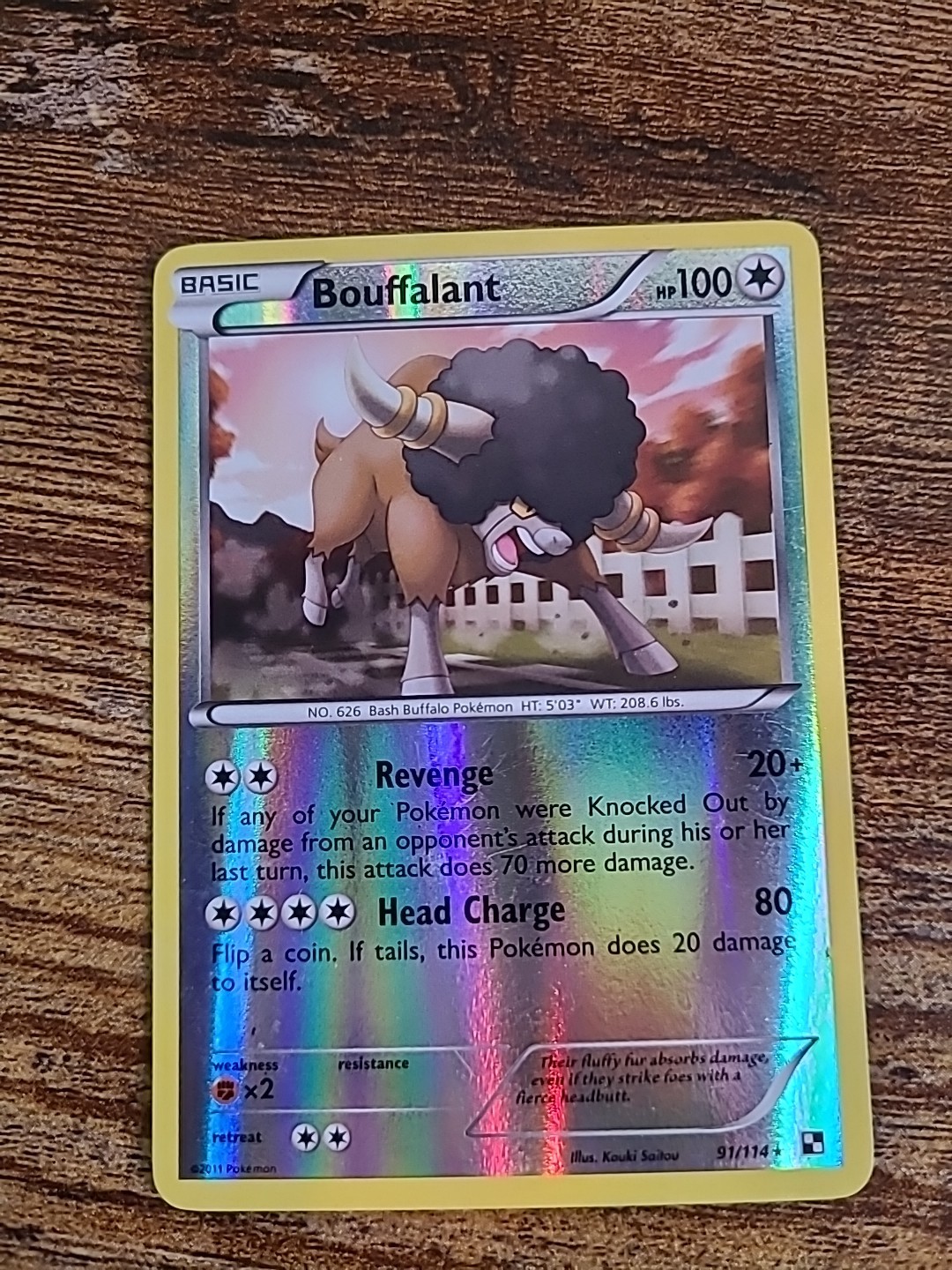 Bouffalant - 91/114 Black & White - Rare Reverse Holo - NM