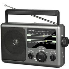 AM FM Portable Radio Battery Operated by 4X D Cell Batteries Or black grey