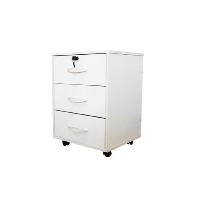 MEDIAWAVE STORE Cassettiera per Ufficio con Ruote QUICK 40X45X46cm 3 Cassetti con Serratura