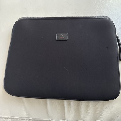 TUMI Black Neoprene Leather Trim Zip Closure Laptop Cas