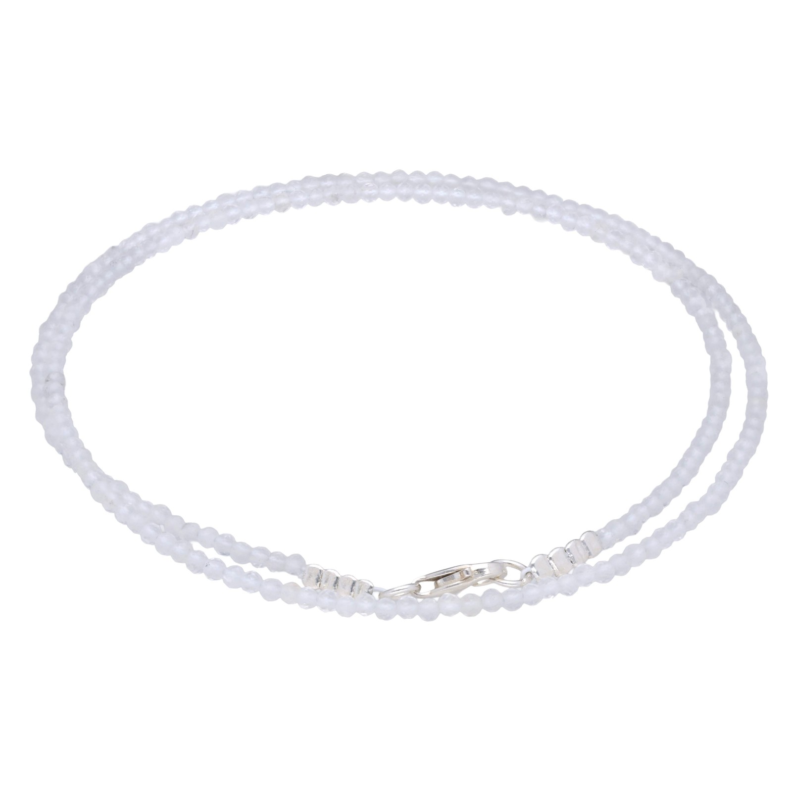 Bergkristall 2 mm Perlenkette facettiert | 45 cm + Silberverschluss