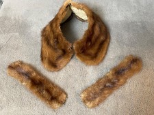 Vintage Mink Fur Collar Neck Wrap Cuffs For Sweater Brown VTG