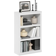 Compact White 3-Tier Bookshelf with Classic Style - Organized Living at Its Best