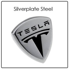 TESLA Emblem Lapel Pin / Tie Tack - 3/4" silverplate steel auto badge