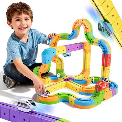 Electric Train Set 3D Magic Flexible Race Track Kids STEM Learning Toy Wdebay
