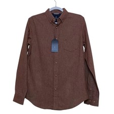 Ben Sherman Men's Shirt Button Down Long Sleeve Twill Brown Size Small NEW NWT
