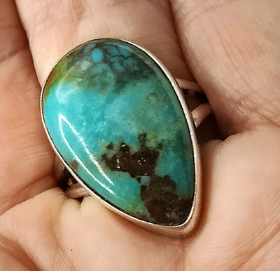 Matrix Size Resolution Sterling Silver Turquoise Ring Size 10 Teardrop Stone Earthy Matrix 27 ...